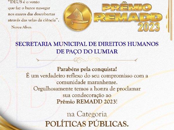 Ações da SEMDHU reconhecidas em premiação estadual de combate às drogas.